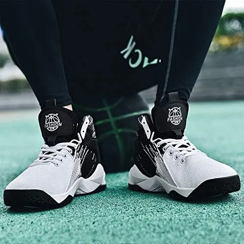 Mens High Top Basketball Shoes Fashion Running Sport Shoes Breathable Non-Slip Outdoor Casual Walk Athletic Basketball Sneakers