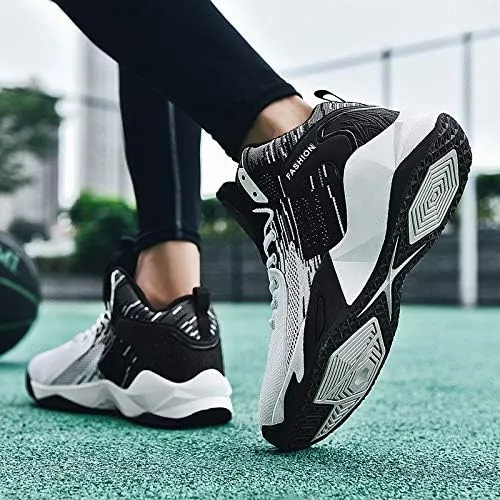 Mens High Top Basketball Shoes Fashion Running Sport Shoes Breathable Non-Slip Outdoor Casual Walk Athletic Basketball Sneakers