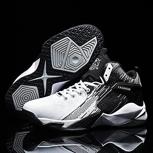 Mens High Top Basketball Shoes Fashion Running Sport Shoes Breathable Non-Slip Outdoor Casual Walk Athletic Basketball Sneakers