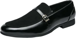 Men's Loafers Breathable PU Leather Slip-Ons ?C Flexible Flat Heel, Slip-Resistant, Comfortable Casual Shoes for Weddings and Outdoor Use