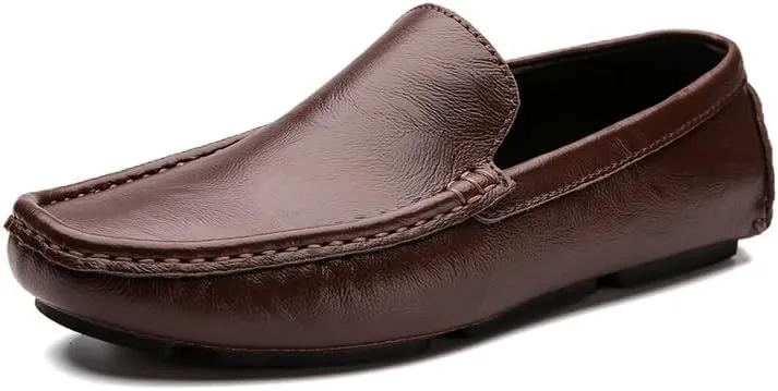 Mens Loafers Shoe Solid Color Round Toe Faux Leather Driving Loafers Lightweight Comfortable Anti-Slip Prom Slip-on
