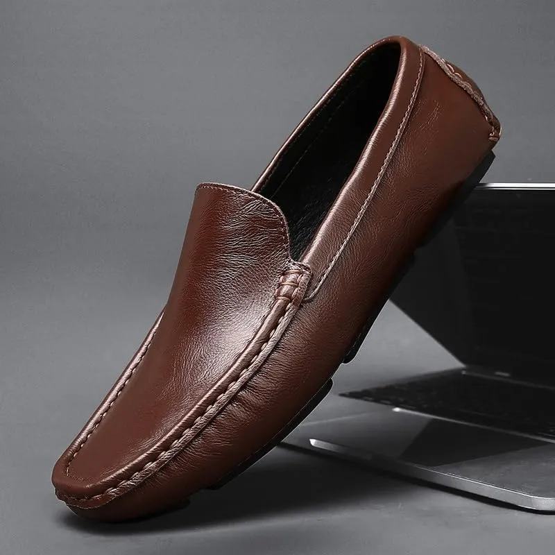 Mens Loafers Shoe Solid Color Round Toe Faux Leather Driving Loafers Lightweight Comfortable Anti-Slip Prom Slip-on