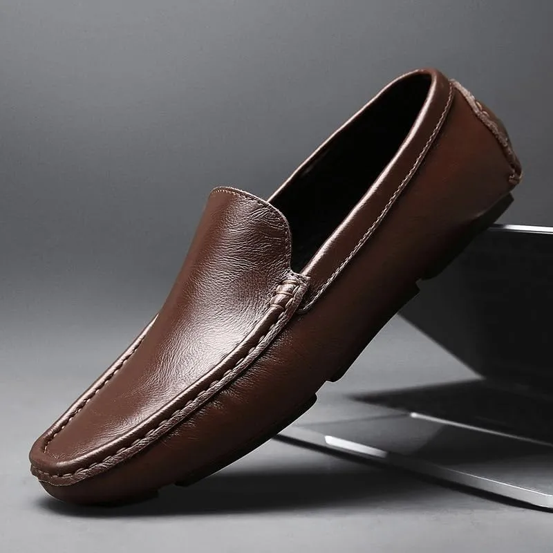 Mens Loafers Shoe Solid Color Round Toe Faux Leather Driving Loafers Lightweight Comfortable Anti-Slip Prom Slip-on