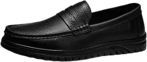 Mens Loafers Shoes Faux Leather Prom Working Solid Color Anti-Slip Non Slip Rubber Sole Block Heel Low Top Tuxedo Slip-on