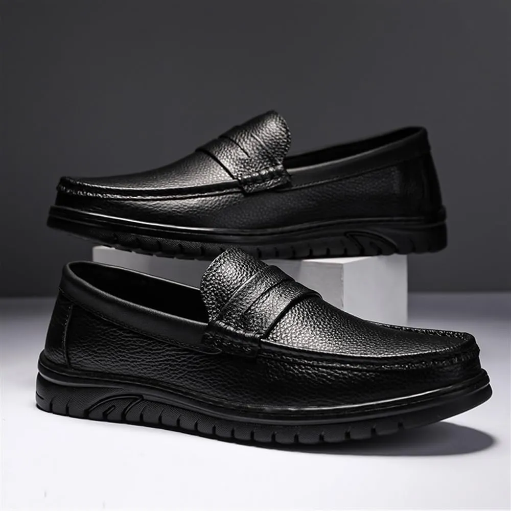 Mens Loafers Shoes Faux Leather Prom Working Solid Color Anti-Slip Non Slip Rubber Sole Block Heel Low Top Tuxedo Slip-on