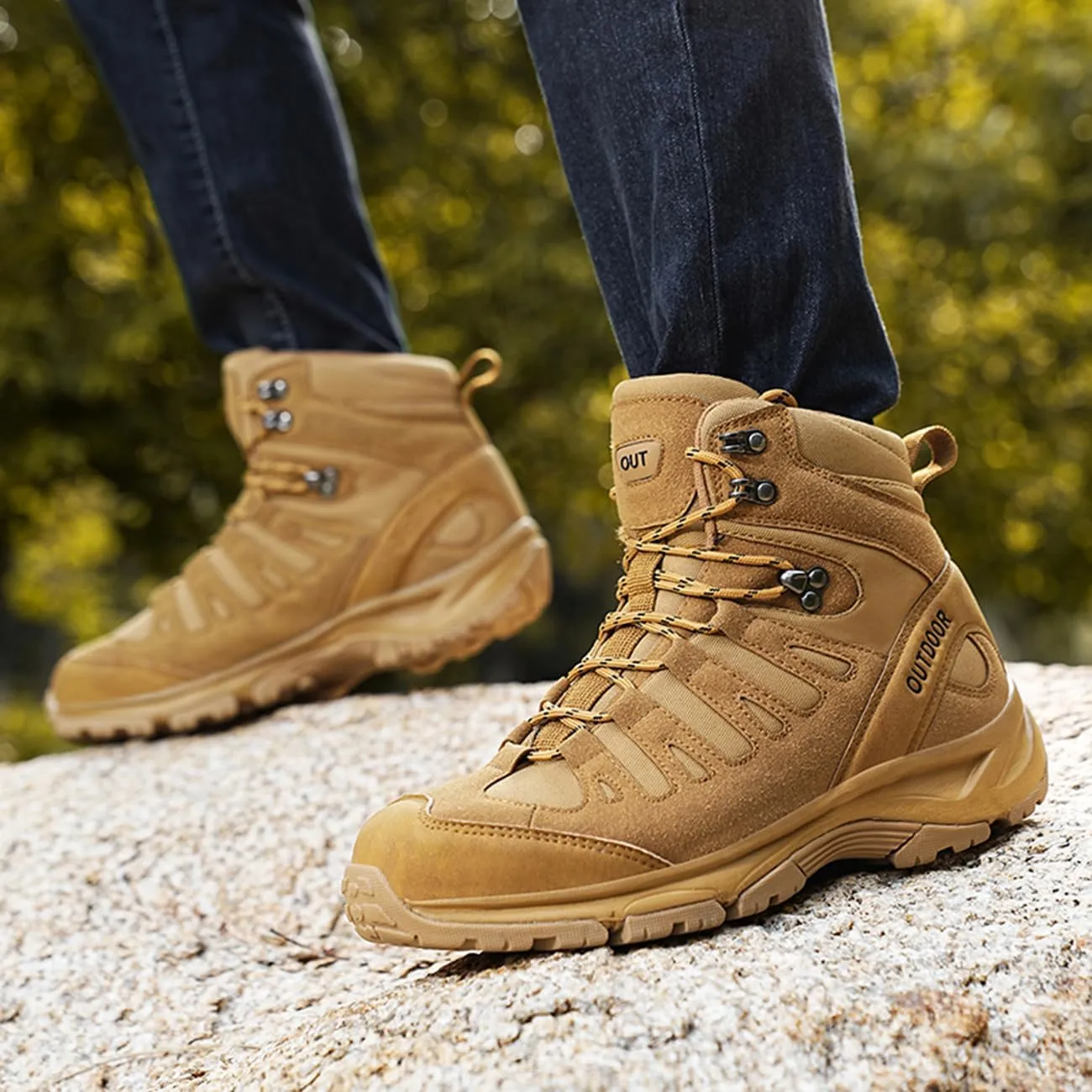 Men's Non-Slip Hiking Boots Lightweight Breathable Tactical Boots Outdoor Trekking Work Boots