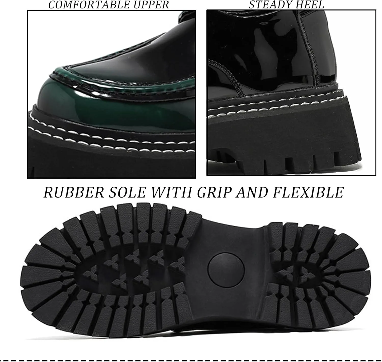 Men's Patent Platform Leather Classic Oxford Shoes Round Toe Lug Sole Non-Slip Lace-Up Business Leather Shoes Fashionable Work Formal Oxfords