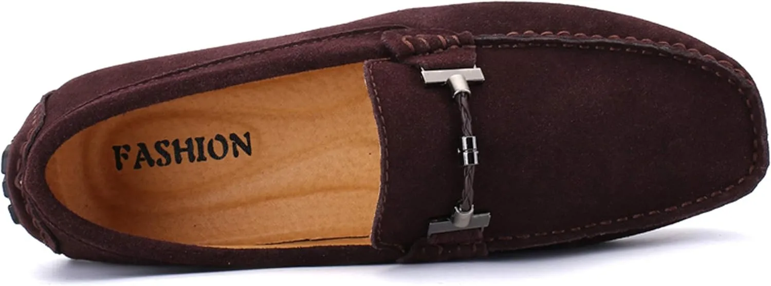 Mens Penny Loafers Suede Flat Breathable and Non-Slip Slip On Casual Driving Outdoor Work Business Dress Boat Shoes for Men