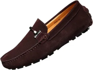 Mens Penny Loafers Suede Flat Breathable and Non-Slip Slip On Casual Driving Outdoor Work Business Dress Boat Shoes for Men