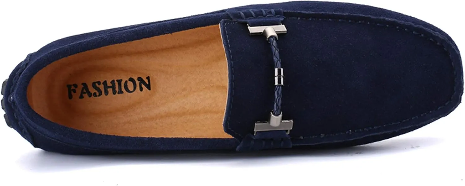 Mens Penny Loafers Suede Flat Breathable and Non-Slip Slip On Casual Driving Outdoor Work Business Dress Boat Shoes for Men