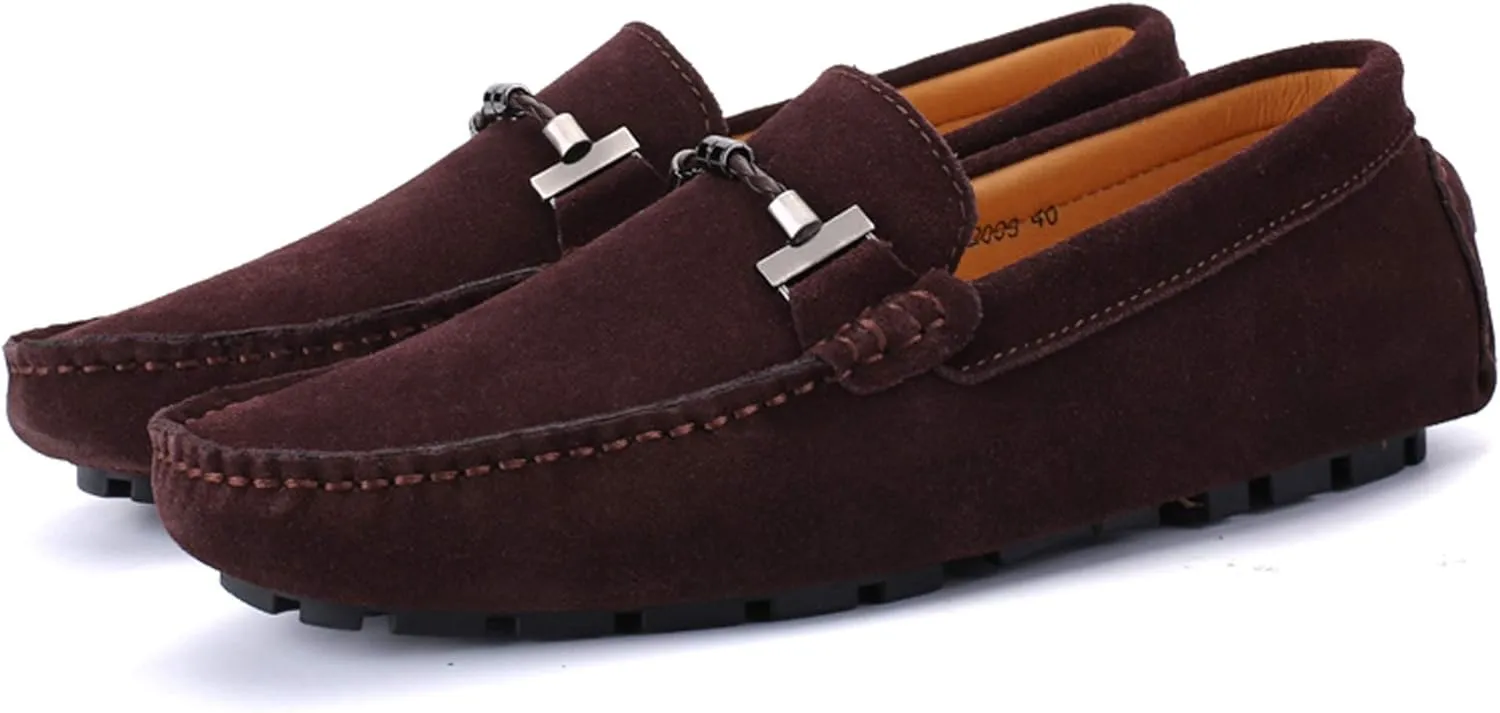 Mens Penny Loafers Suede Flat Breathable and Non-Slip Slip On Casual Driving Outdoor Work Business Dress Boat Shoes for Men