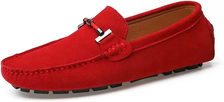 Men's Suede Leather Penny Loafers, Slip-on Driving Moccasins, Casual Flat Shoes, 10 Colors Options,Plus Big Sizes
