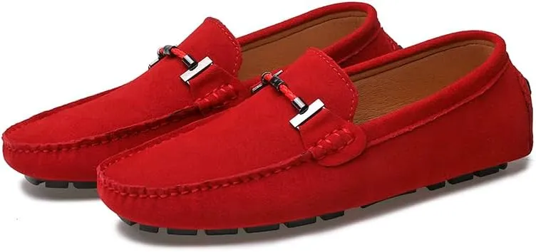 Men's Suede Leather Penny Loafers, Slip-on Driving Moccasins, Casual Flat Shoes, 10 Colors Options,Plus Big Sizes