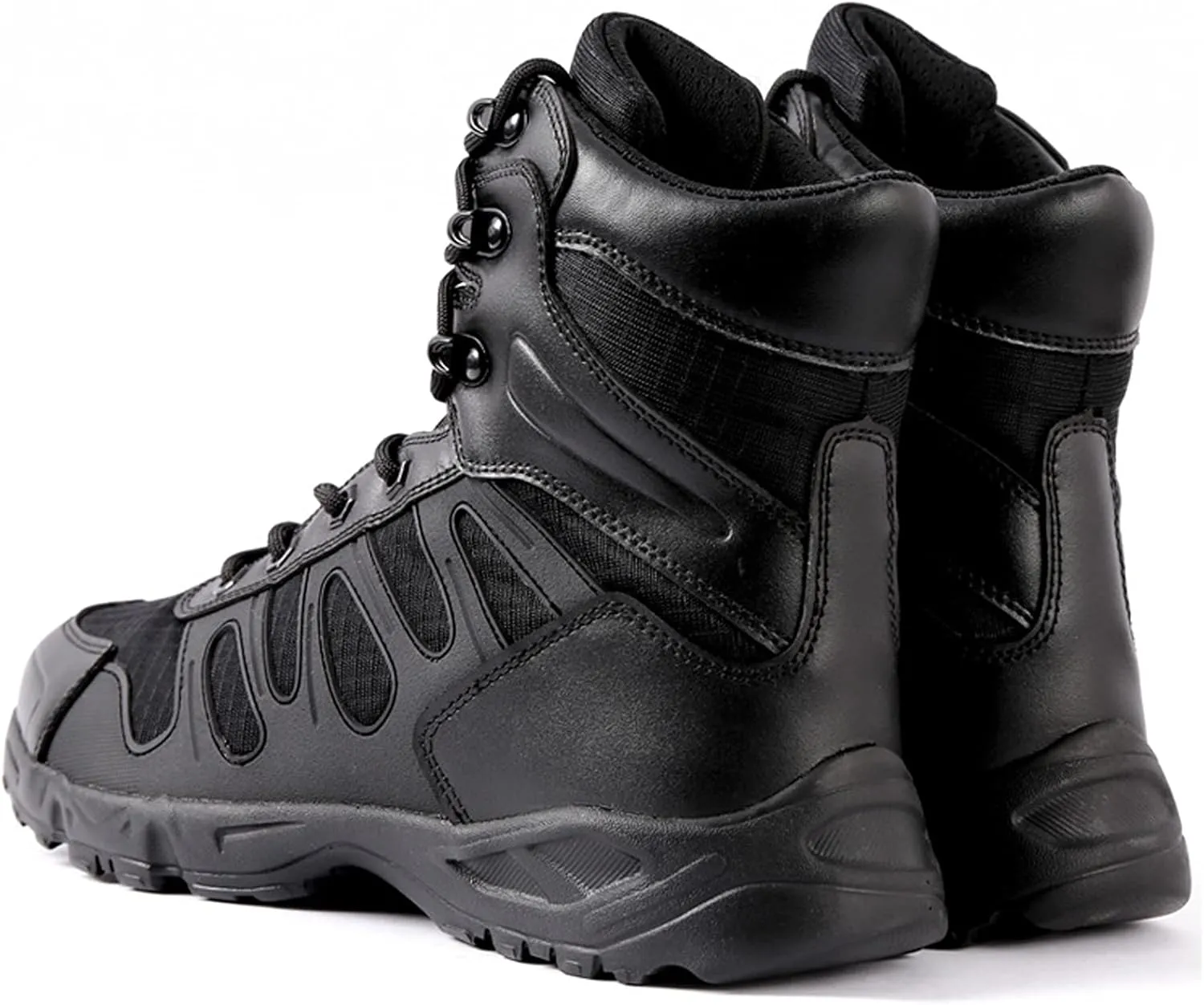 Mens Walking Waterproof Leather Boots Lightweight Outdoor Climbing Hiking Trekking Shoes-Black||EU39/US7