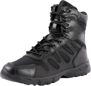 Mens Walking Waterproof Leather Boots Lightweight Outdoor Climbing Hiking Trekking Shoes-Black||EU39/US7
