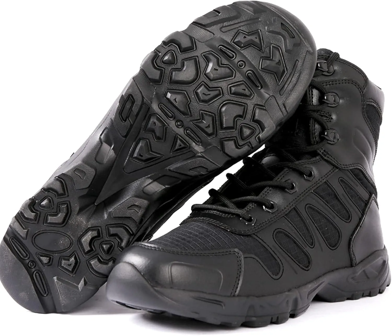 Mens Walking Waterproof Leather Boots Lightweight Outdoor Climbing Hiking Trekking Shoes-Black||EU39/US7