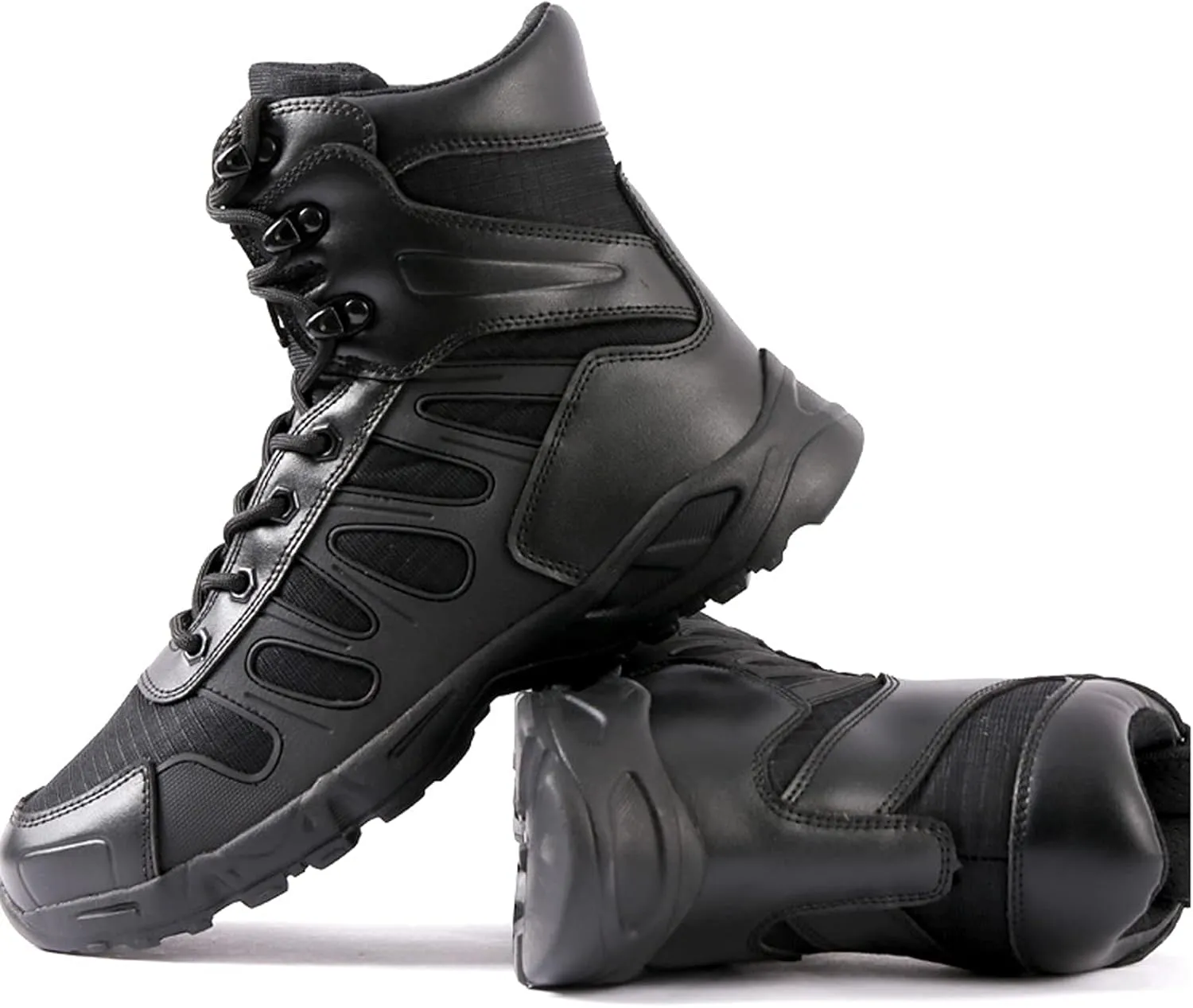 Mens Walking Waterproof Leather Boots Lightweight Outdoor Climbing Hiking Trekking Shoes-Black||EU39/US7