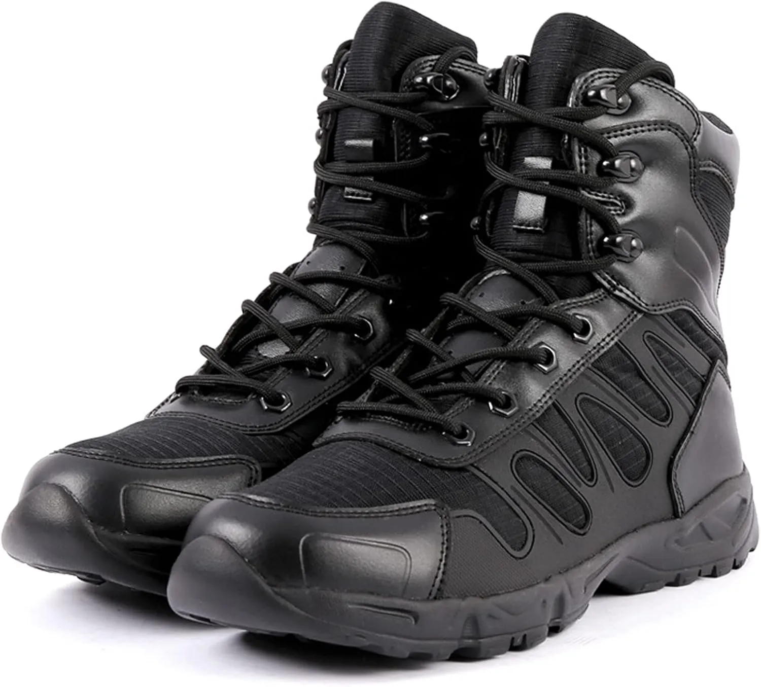 Mens Walking Waterproof Leather Boots Lightweight Outdoor Climbing Hiking Trekking Shoes-Black||EU39/US7