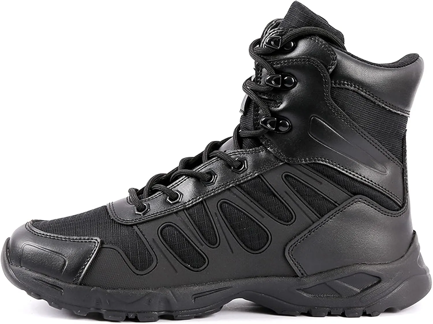 Mens Walking Waterproof Leather Boots Lightweight Outdoor Climbing Hiking Trekking Shoes-Black||EU39/US7