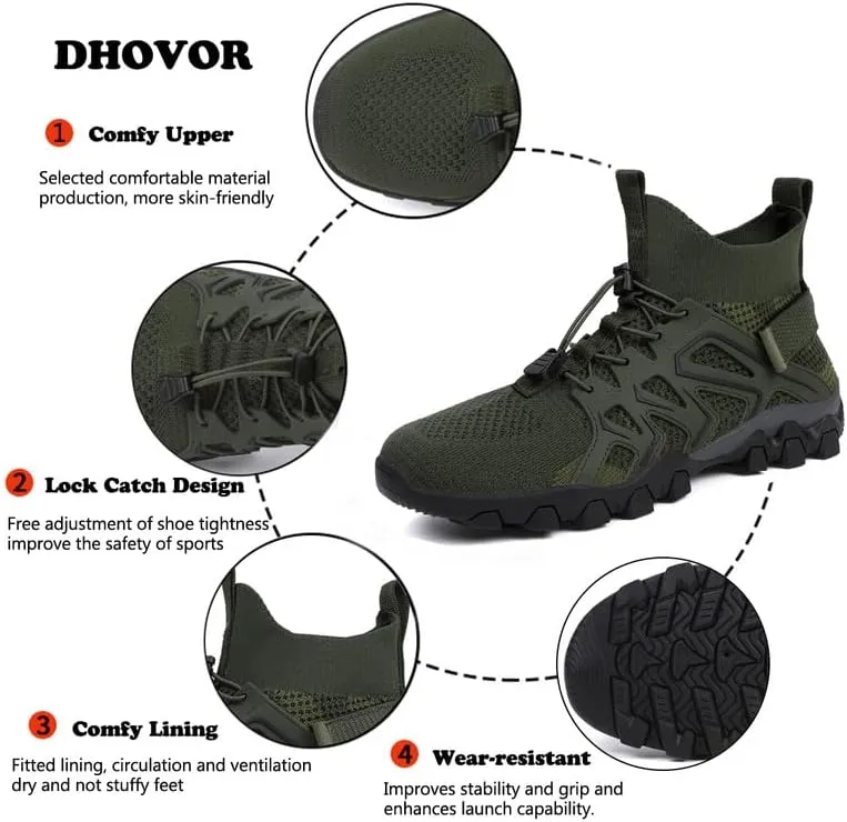 Mens Water Shoes Breathable Hiking Water Shoes Quick Drying Sports Aqua Barefoot Shoes Anti-Slip Climbing Shoes Outdoor Fishing Shoes