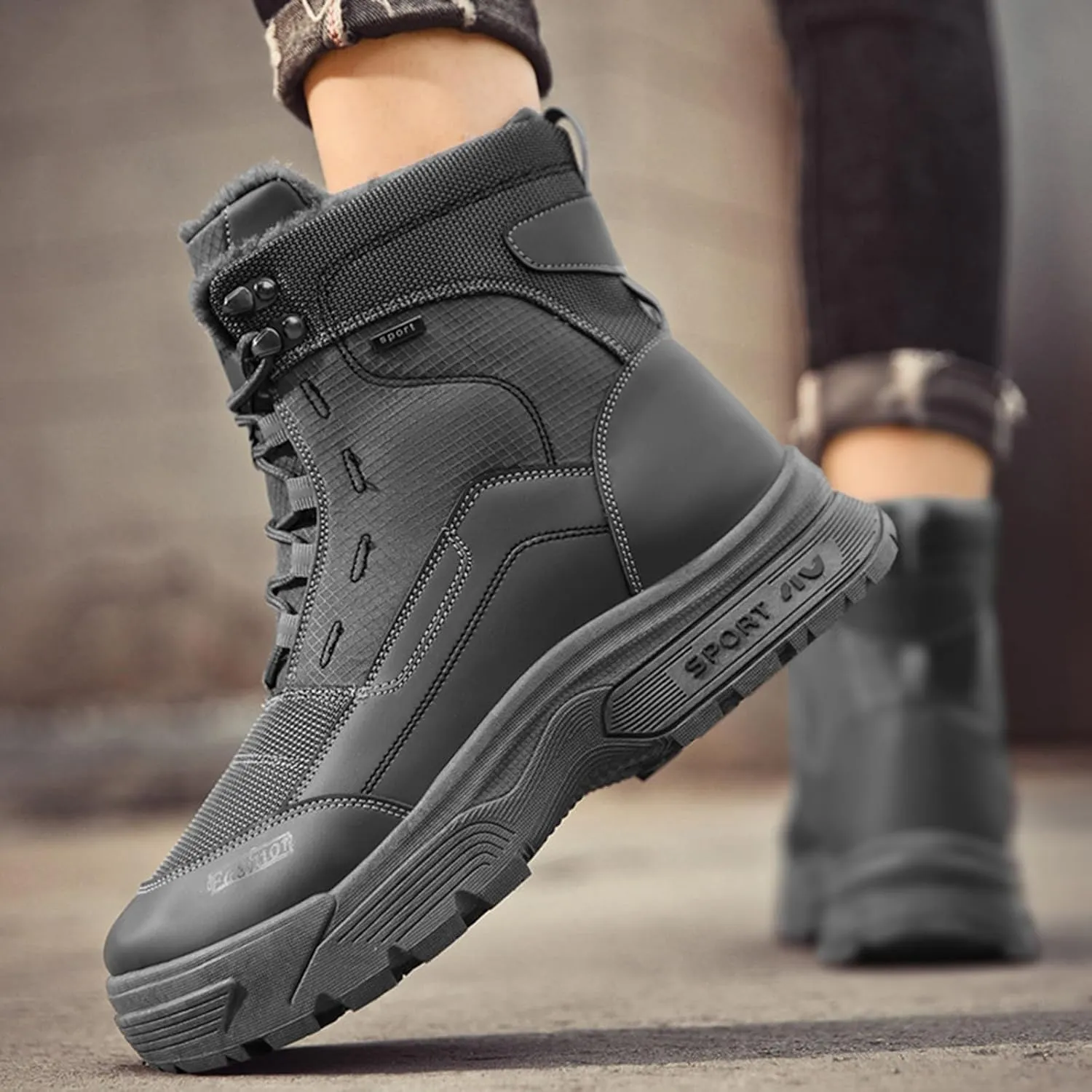 Mens Winter Snow Boots, Waterproof Hiking Boots Warm Duck Shoes Trekking Trail Climbing Shoes Womens Winter Shoes
