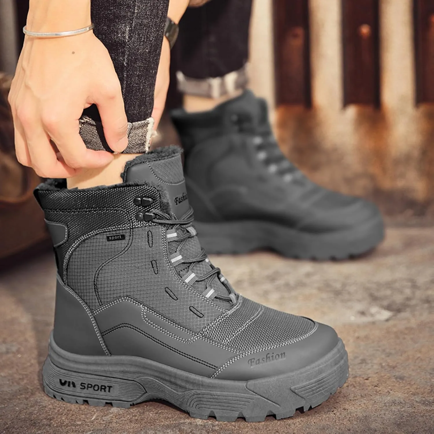 Mens Winter Snow Boots, Waterproof Hiking Boots Warm Duck Shoes Trekking Trail Climbing Shoes Womens Winter Shoes