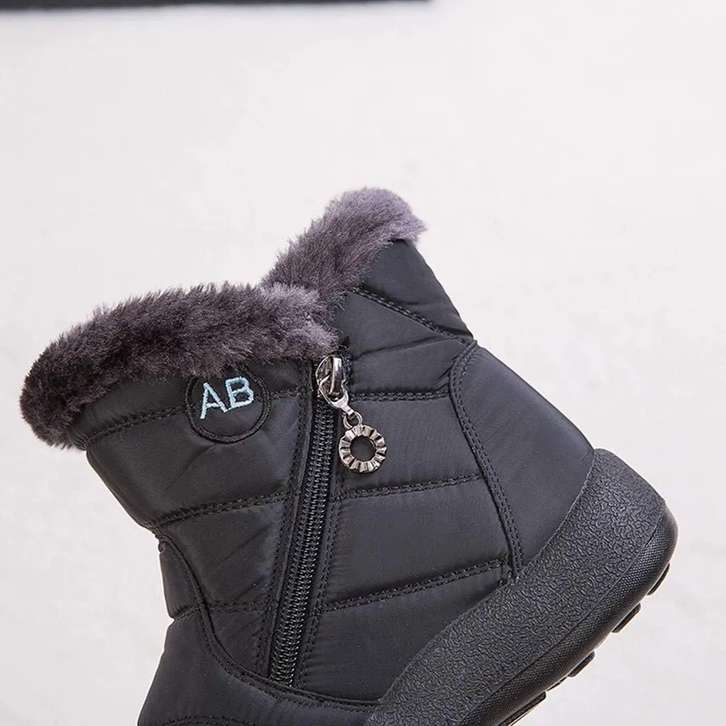 Mid Calf Winter Boots for Women Waterproof with Zipper Size 9.5 Wide Women's Winter Waterproof Fur Lined Frosty Snow Boots Snow Boots Women Winter Snow Boots Botas Para La Nieve
