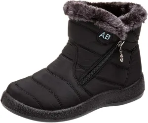 Mid Calf Winter Boots for Women Waterproof with Zipper Size 9.5 Wide Women's Winter Waterproof Fur Lined Frosty Snow Boots Snow Boots Women Winter Snow Boots Botas Para La Nieve