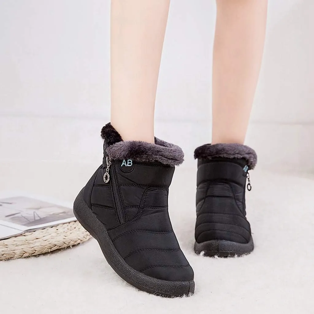 Mid Calf Winter Boots for Women Waterproof with Zipper Size 9.5 Wide Women's Winter Waterproof Fur Lined Frosty Snow Boots Snow Boots Women Winter Snow Boots Botas Para La Nieve