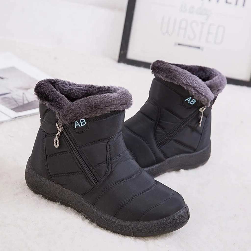 Mid Calf Winter Boots for Women Waterproof with Zipper Size 9.5 Wide Women's Winter Waterproof Fur Lined Frosty Snow Boots Snow Boots Women Winter Snow Boots Botas Para La Nieve