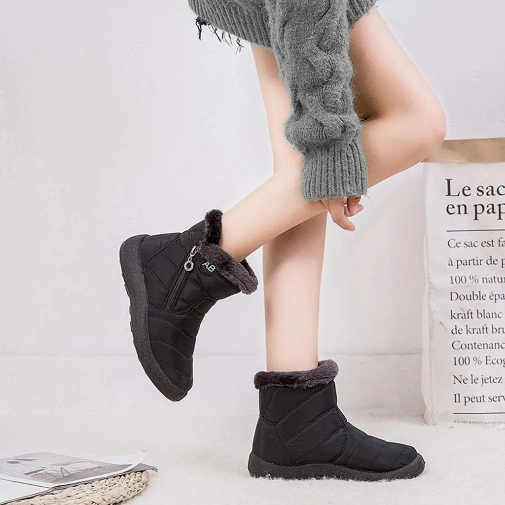 Mid Calf Winter Boots for Women Waterproof with Zipper Size 9.5 Wide Women's Winter Waterproof Fur Lined Frosty Snow Boots Snow Boots Women Winter Snow Boots Botas Para La Nieve