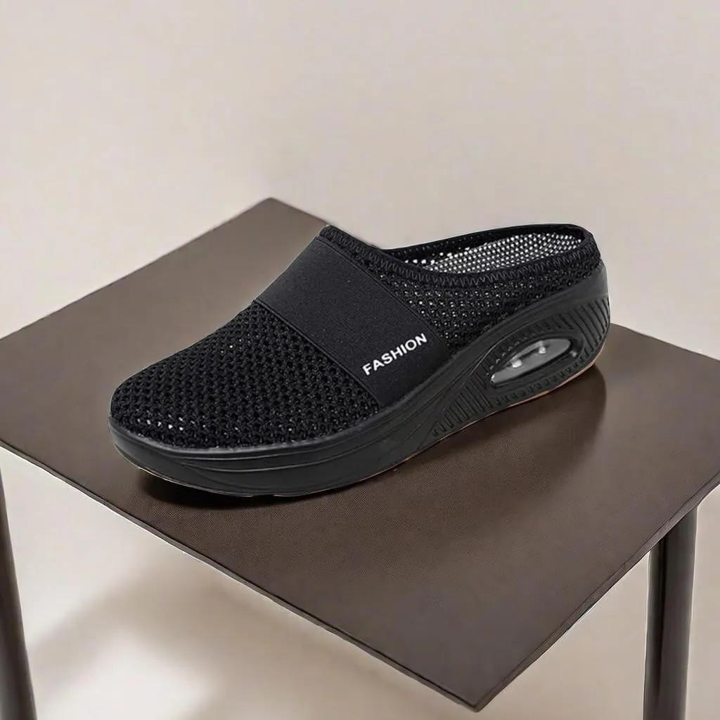 Mules for Women Summer Slip On Closed Toe Shoes Breathable Mesh Walking Mules Sneakers Open Back Slip On Shoes Wide Width Clogs Mesh Slippers Air Cushion Orthopedic Diabetic Walking Shoe