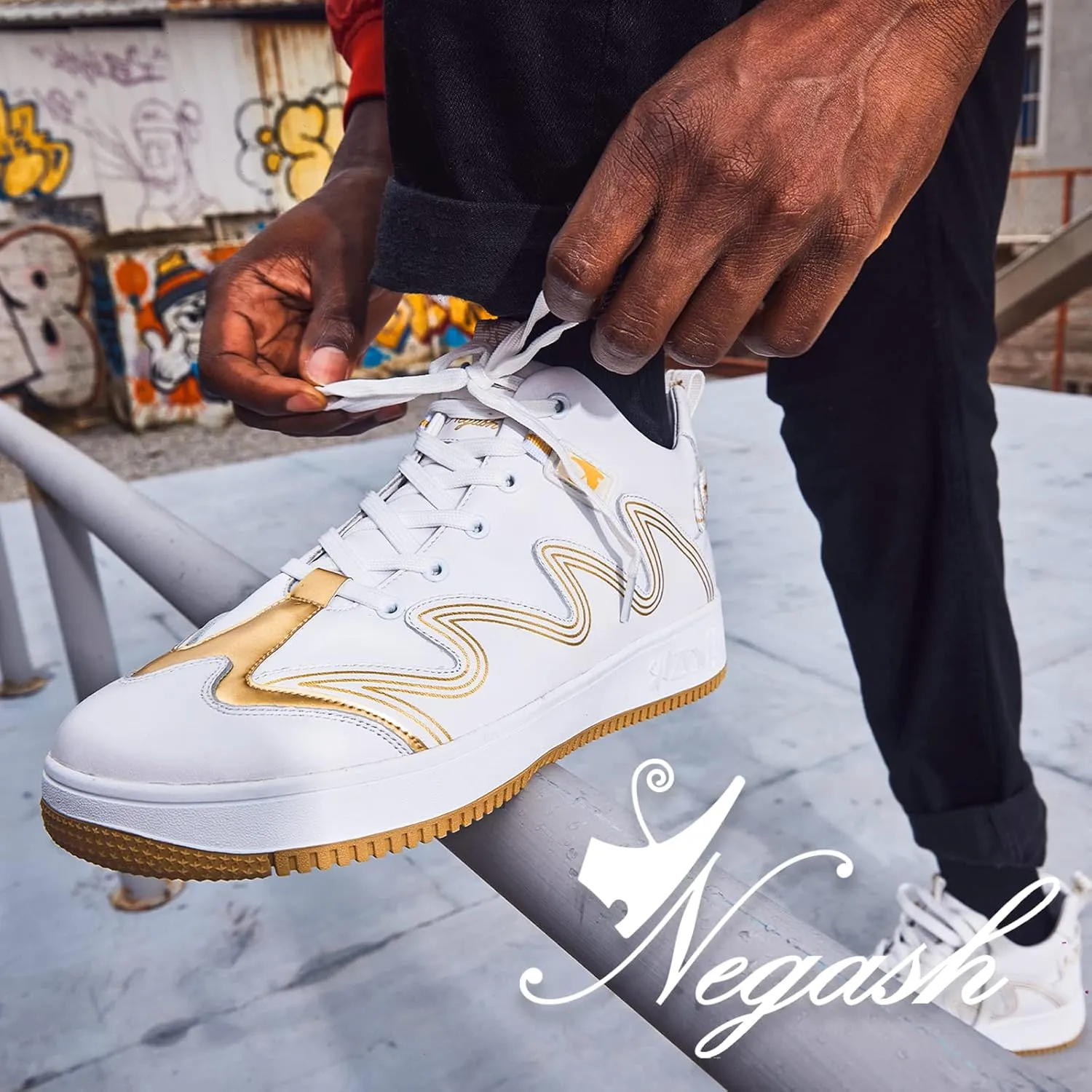 Negash Mens Fashion Sneakers Low Top Leather Breathable Casual Skate Shoes for Men