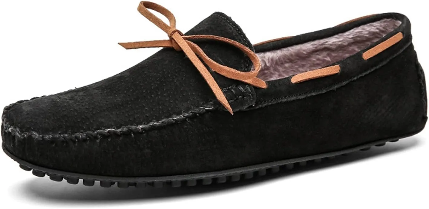 New Men's Loafers Deck Shoes Design Suede Vamp Stitching Details Faux Fur Lined Option Lightweight Flat Heel Resistant Classic Wedding Slip On