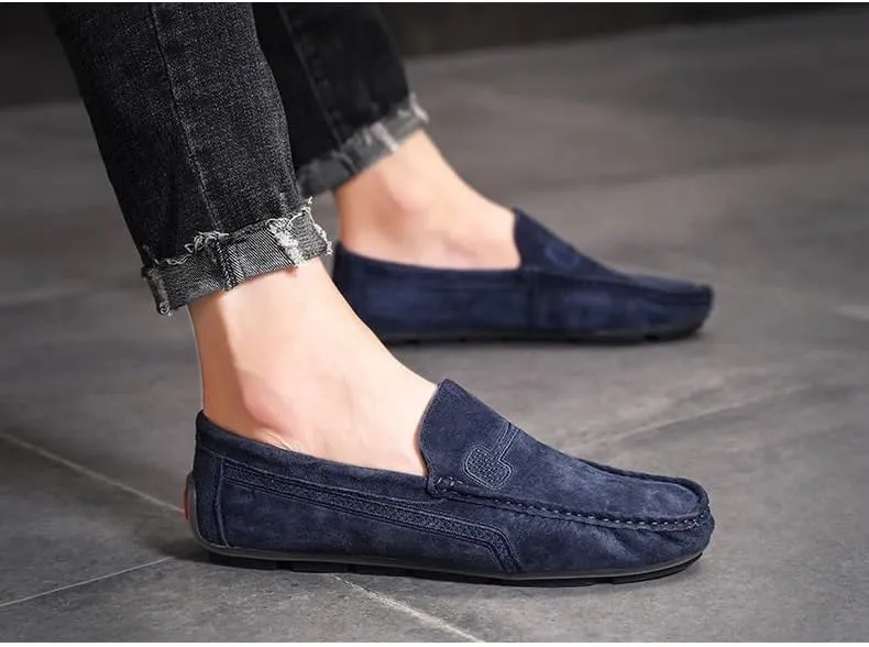 New Mens Loafers Shoe Faux Leather Stitching Details Suede Vamp Rubber Sole Comfortable Anti-slip Resistant Prom Slip On