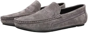 New Mens Loafers Shoe Faux Leather Stitching Details Suede Vamp Rubber Sole Comfortable Anti-slip Resistant Prom Slip On