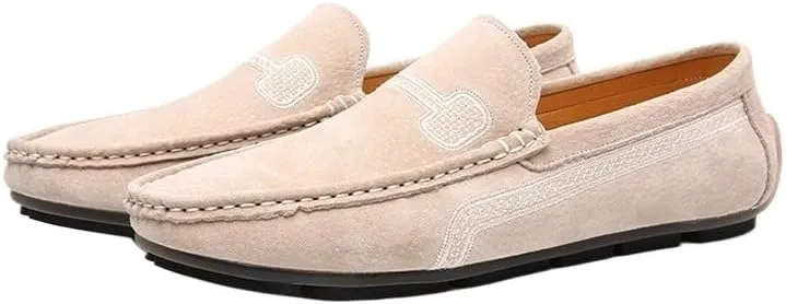 New Mens Loafers Shoe Faux Leather Stitching Details Suede Vamp Rubber Sole Comfortable Anti-slip Resistant Prom Slip On
