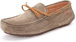 New Mens Loafers Shoe Square Toe Solid Color Suede Vamp Boatshoes Flat Heel Anti-Slip Lightweight Wedding Slip On