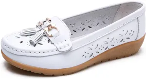 Orthopedic Women Summer Slip On Loafers Breathable Leather Comfortable Walking Shoes for Work Casual Wear