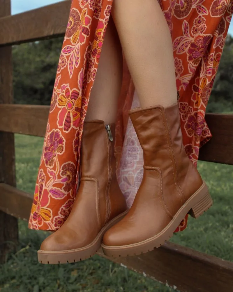 Penny Leather Boot DARK BROWN