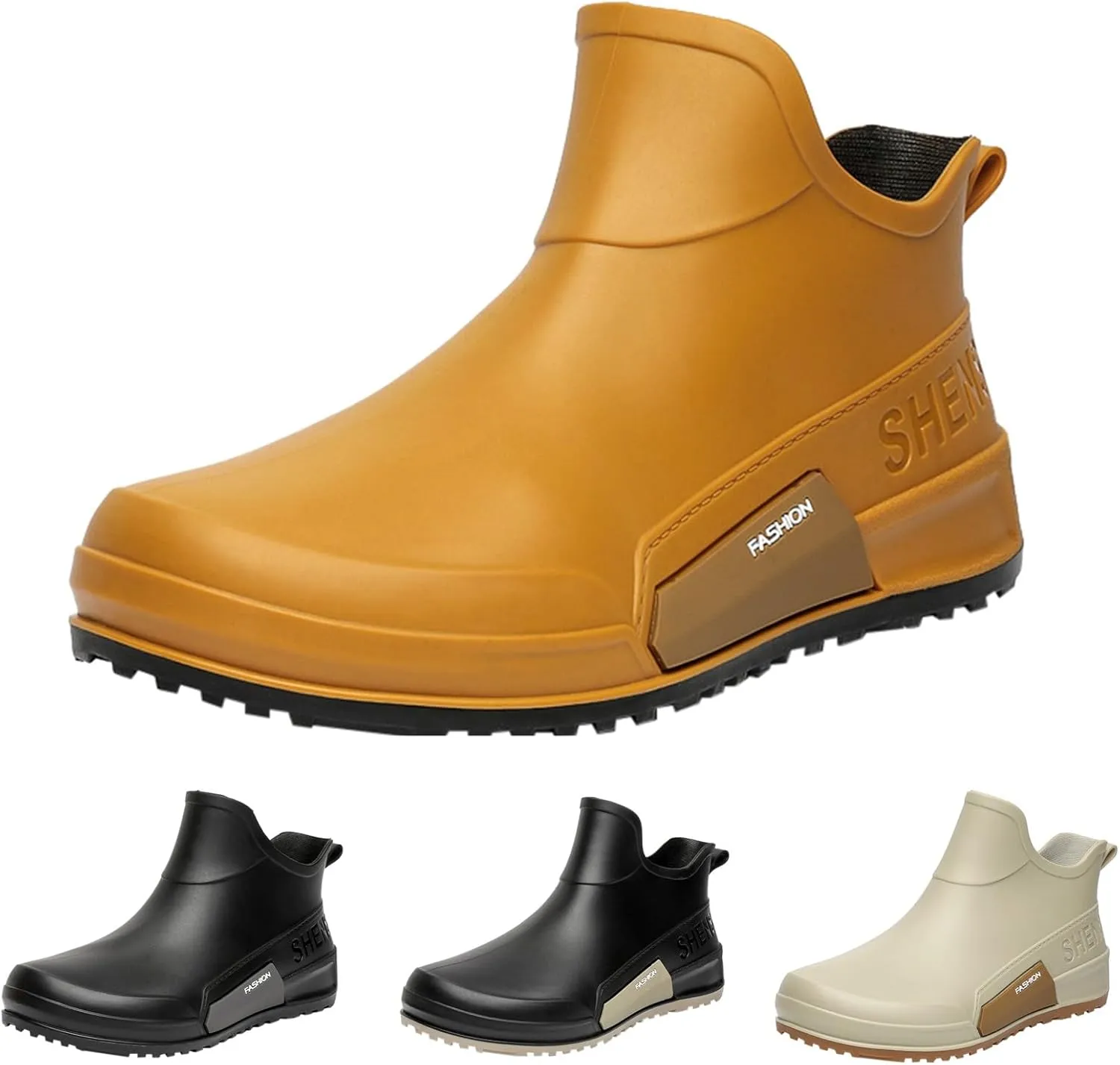 Rain Boots Couples Students Work Fishing Non Slip Warm Rubber Shoes Rain Boots Woman Short Flat Boots Barefoot Shoes