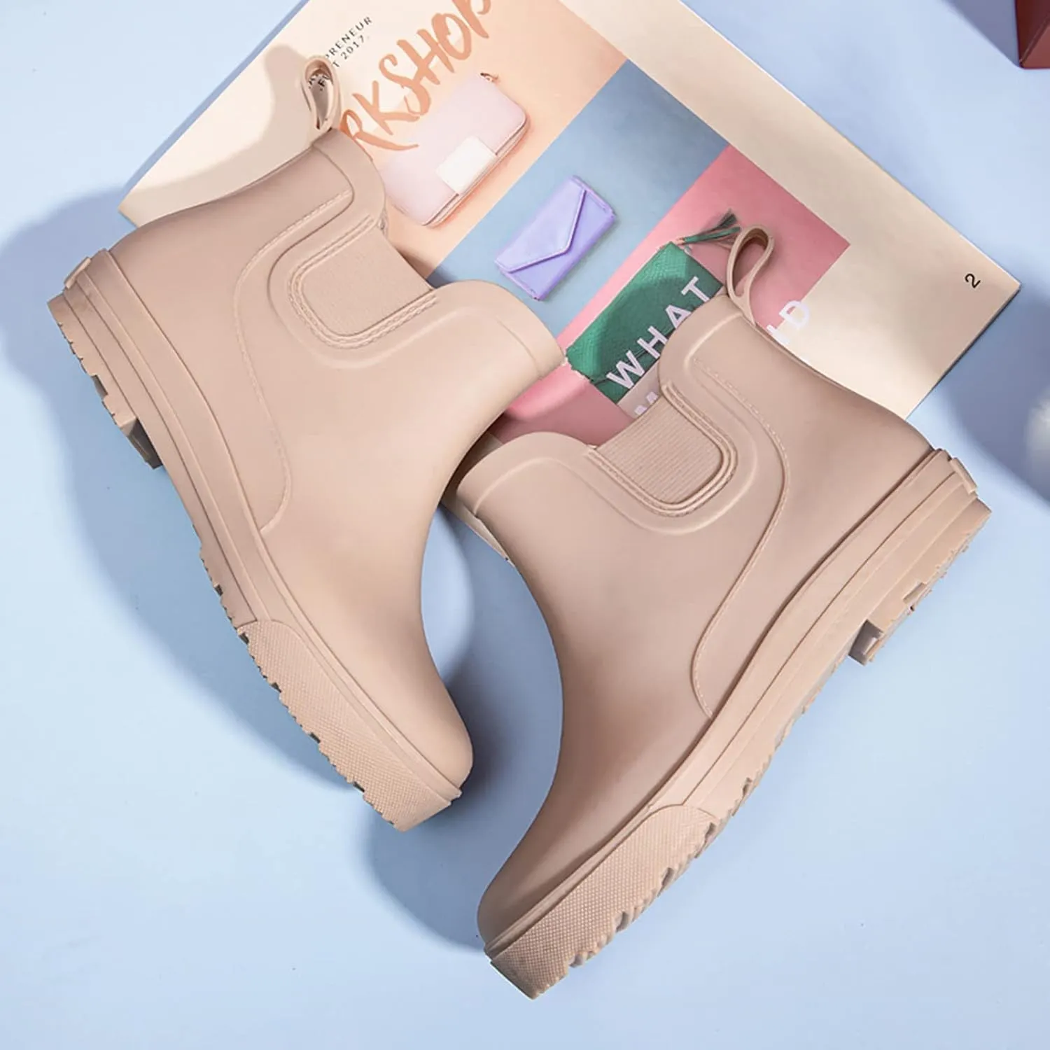 Rain Boots Women Non Slip Detachable With Cotton Inside Rain Boots Outdoor Rubber Water Shoes Mens Boots