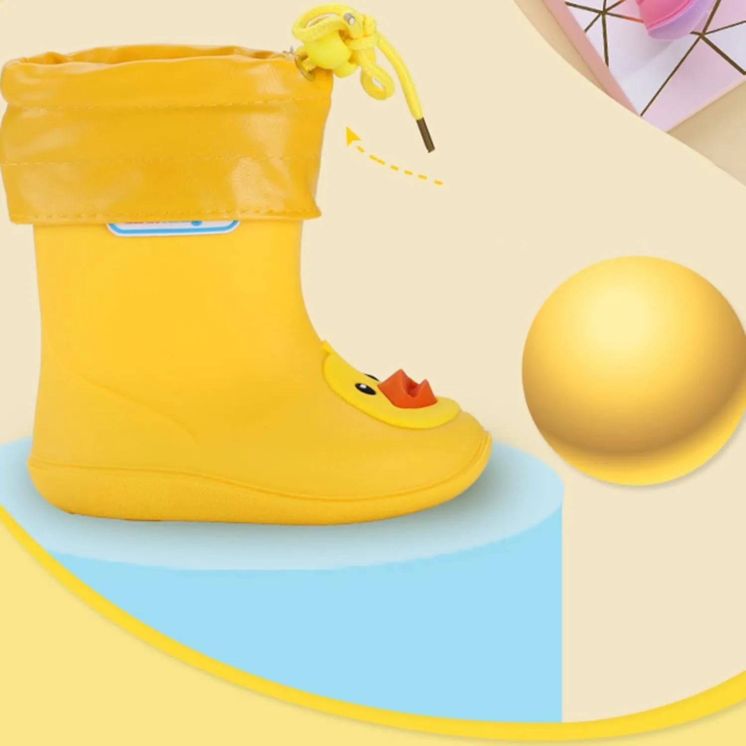 Rainboots Boots Girls Casual Baby Kids Easy On Rain Shoes Boots for Toddler Little Kid Toddler (N, 3.5-4 Years)