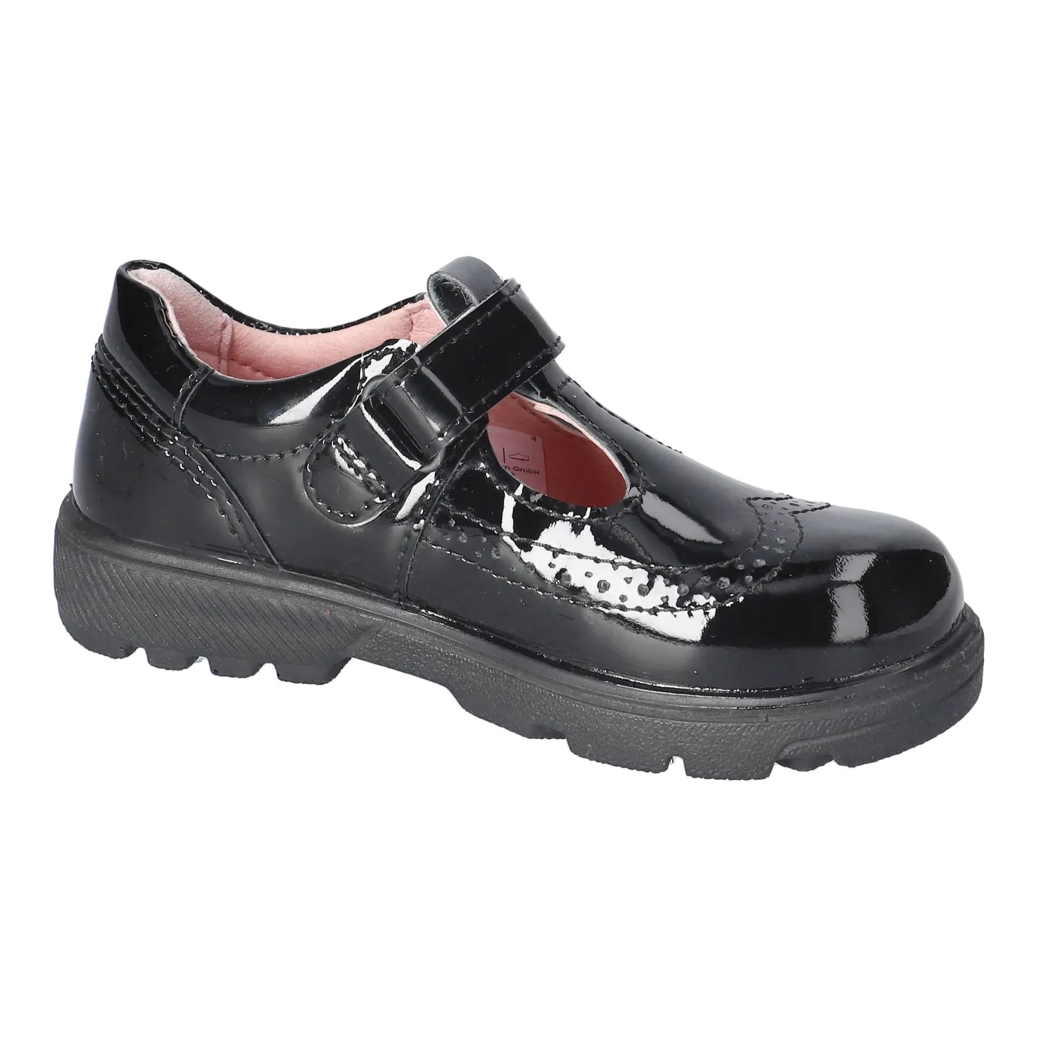 Ricosta School Shoes | Amanda | Velcro T-Bar shoe | Black Patent