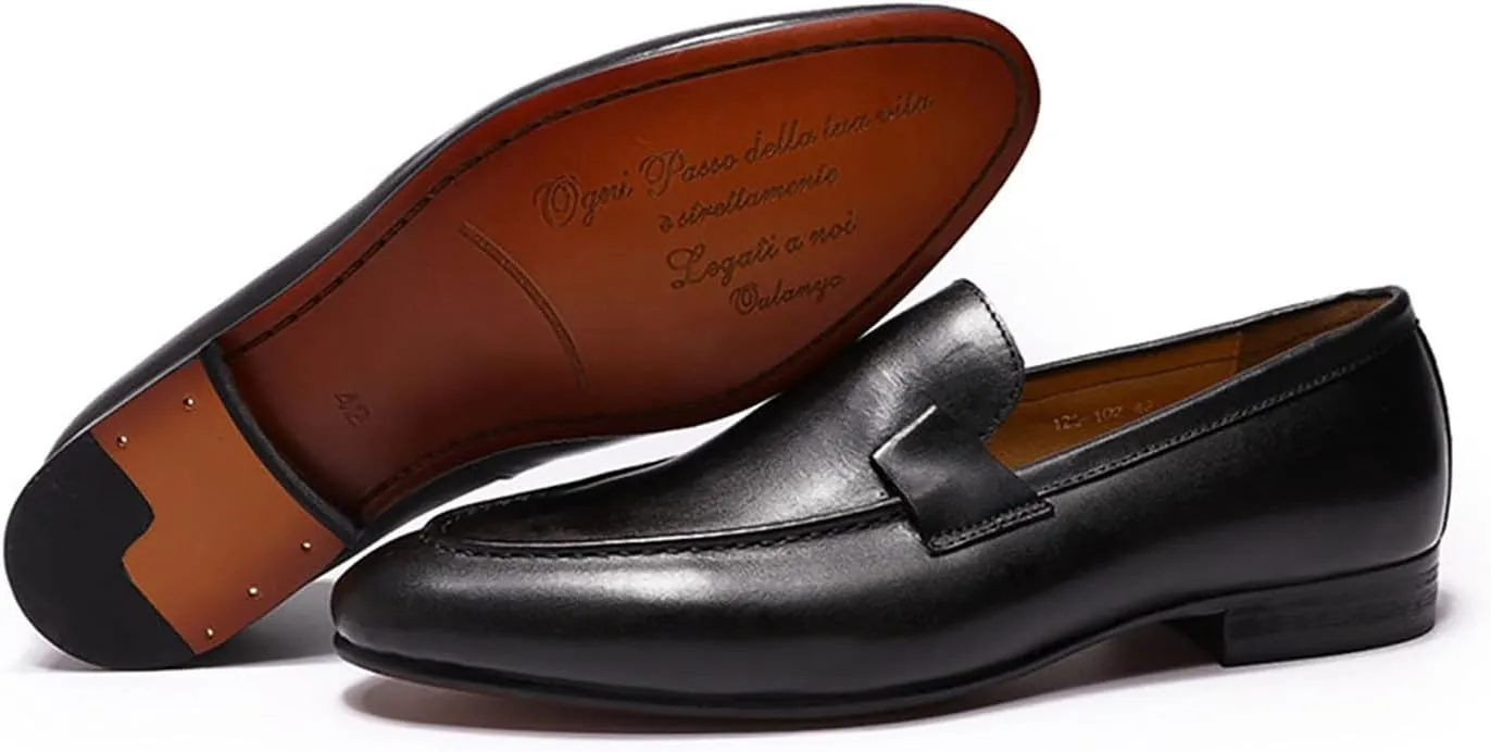 Santimon Men's Loafers Slip On Dress Casual Prom Shoes Mens Fashion Wedding Tuexdo Formal Business Suit Genuine Leather Penny Loafer Comfortable Walking Shoes