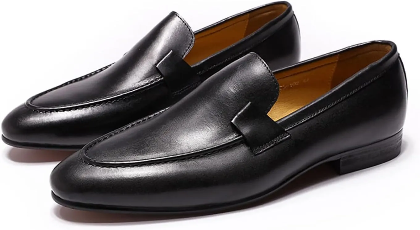 Santimon Men's Loafers Slip On Dress Casual Prom Shoes Mens Fashion Wedding Tuexdo Formal Business Suit Genuine Leather Penny Loafer Comfortable Walking Shoes