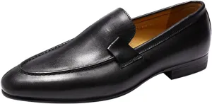 Santimon Men's Loafers Slip On Dress Casual Prom Shoes Mens Fashion Wedding Tuexdo Formal Business Suit Genuine Leather Penny Loafer Comfortable Walking Shoes