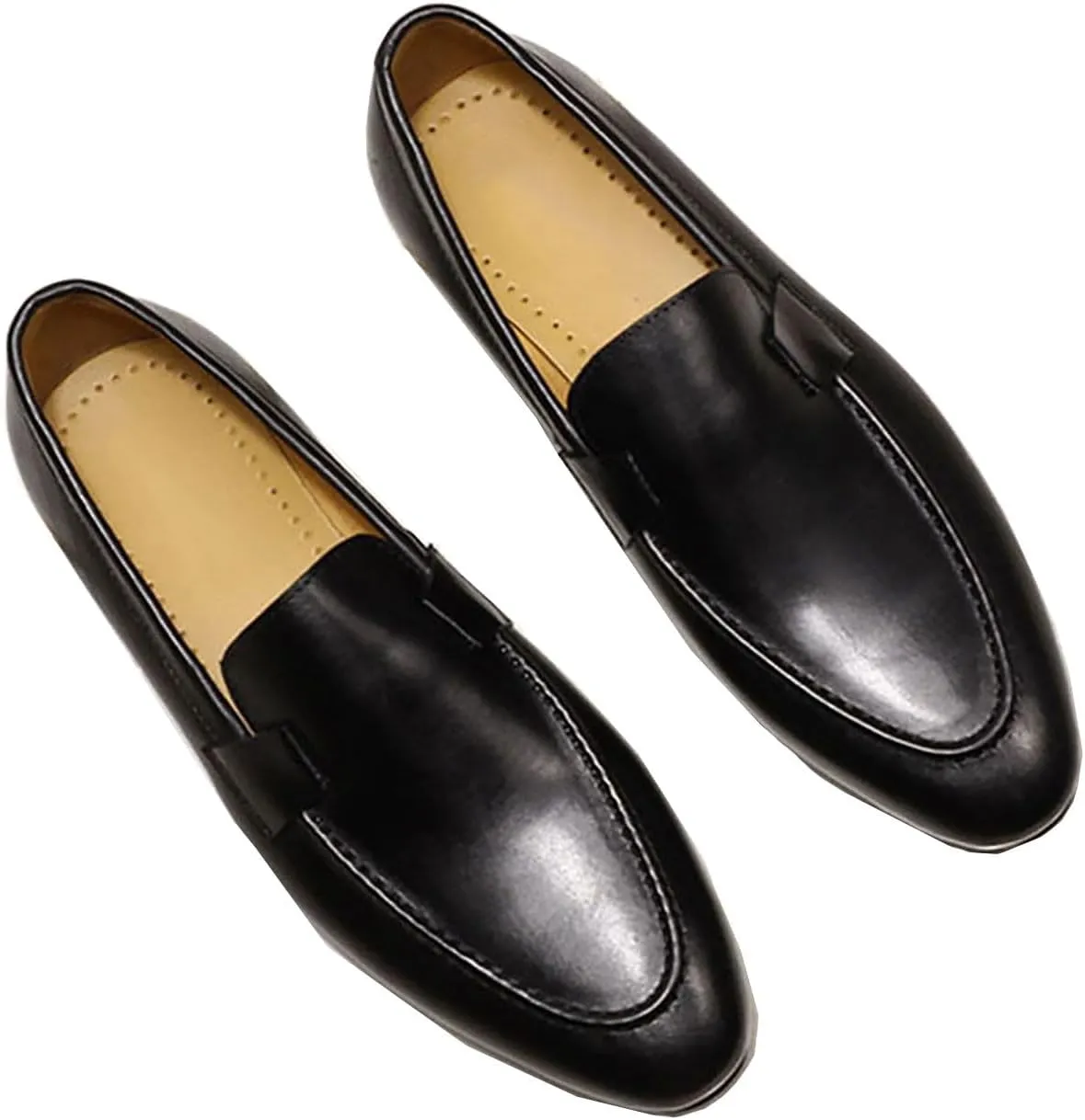 Santimon Men's Loafers Slip On Dress Casual Prom Shoes Mens Fashion Wedding Tuexdo Formal Business Suit Genuine Leather Penny Loafer Comfortable Walking Shoes