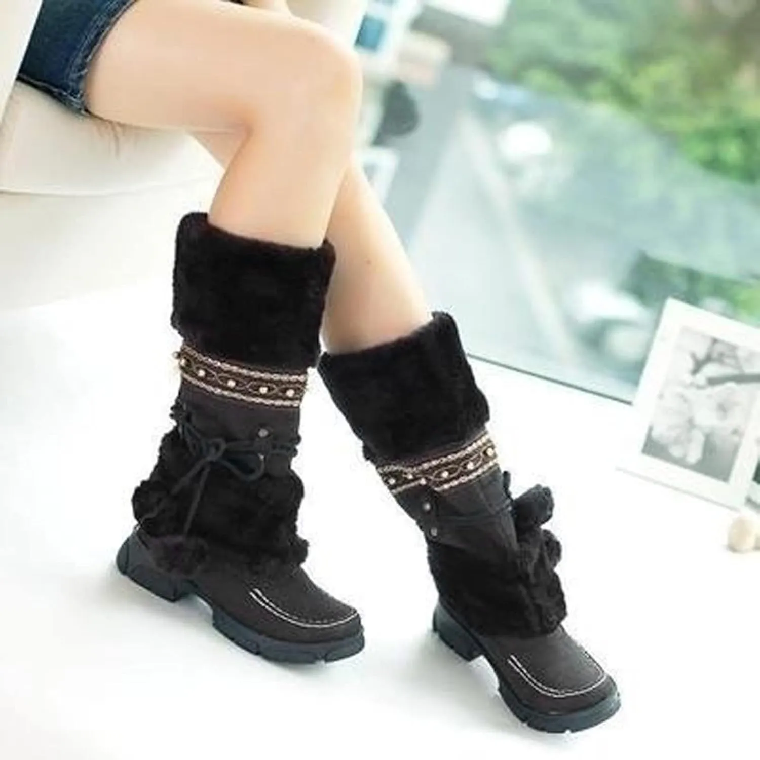 SBGMoSJ Snowboarding Boots Womens Womens Winter Boots Size 12 Wide Calf Winter Boots for Women Outdoor Boots Women Knee High Botas De Mujer Para El Frio Con Plataforma