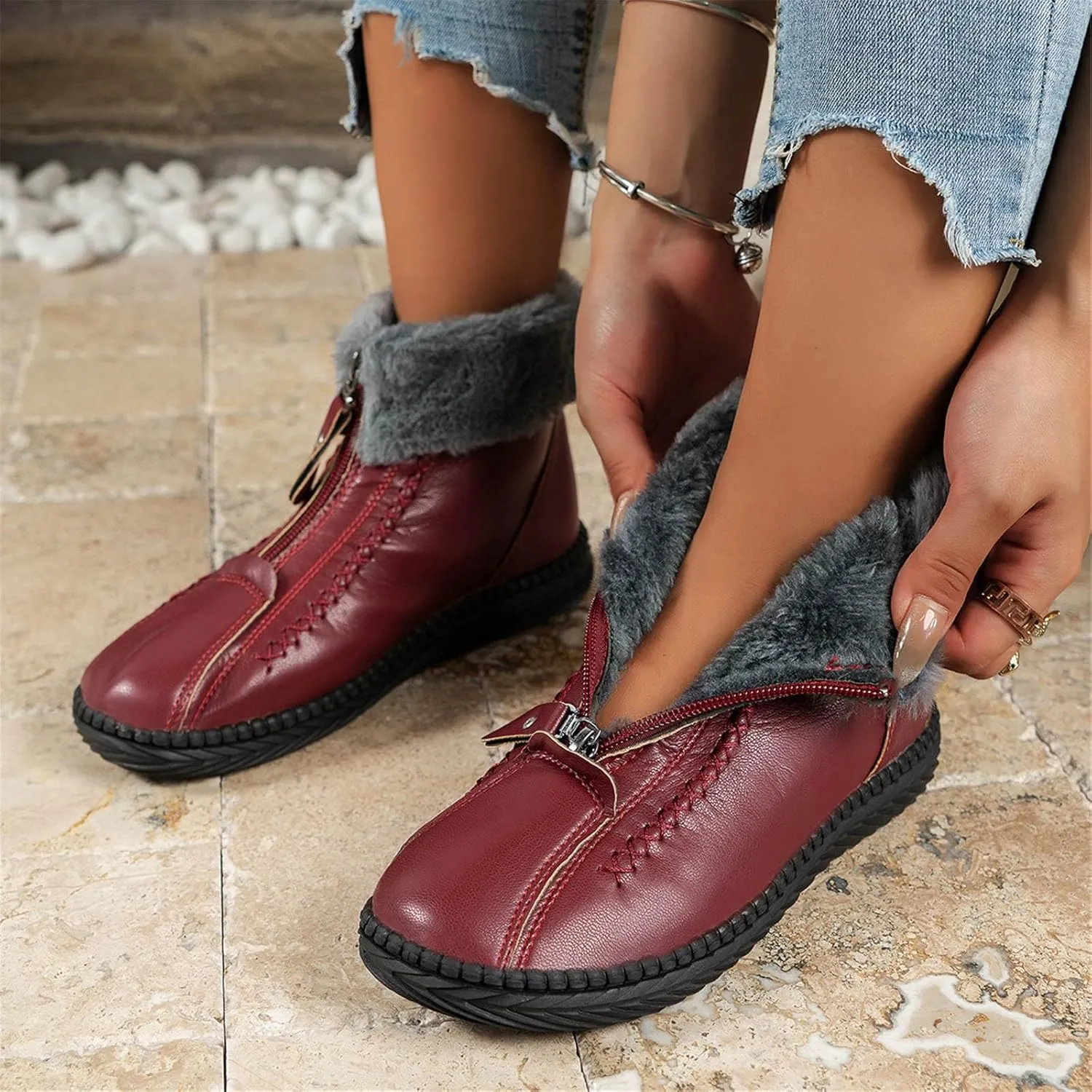 SBGMoSJ Winter Boots for Women 2023 Trendy Dress Waterproof Womens Winter Boots Size 12 Womens Winter Boots Size 10 Wide Width Size 11 Snowboarding Boots Botas De Invierno Para Mujer Contra El Agua